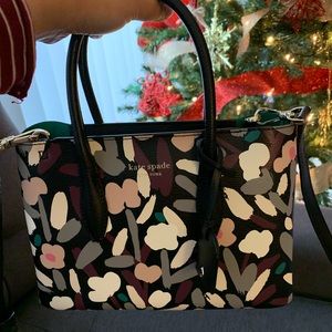 Small Top Zip Satchel Eva Fete Floral BlackMulti